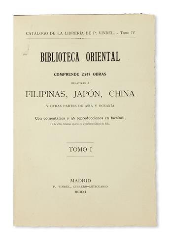 TRAVEL  VINDEL, PEDRO. Biblioteca Oriental.  2 vols.  1911-12